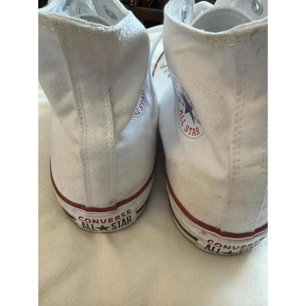 White Converse Hi-tops Men Size 11, Wom Size 13 - Picture 2 of 6
